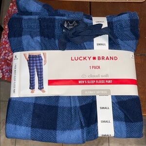 Lucky Brand Men's Blue Plaid Fleece Pants